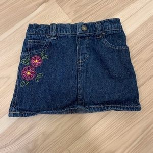 Faded Glory Jean Skirt Embroidered Flowers 24M